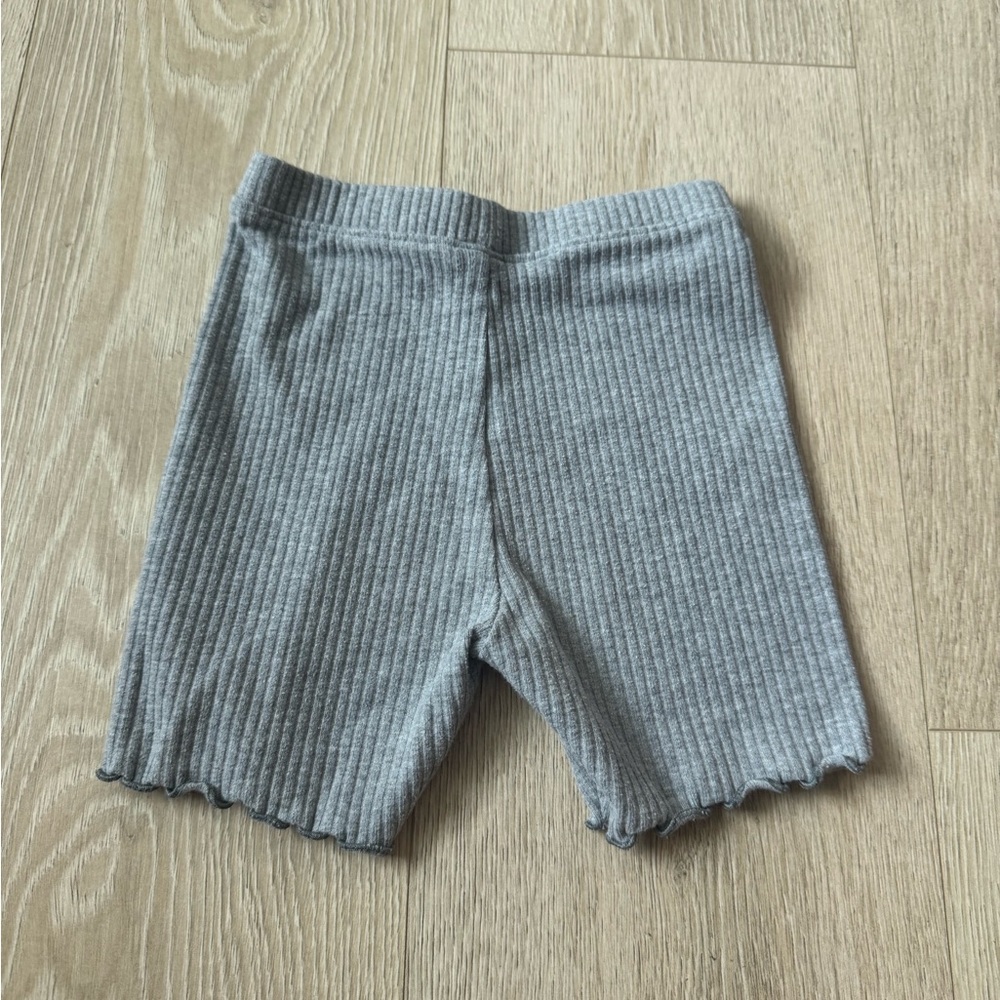 Gray Ribbed Kids Shorts